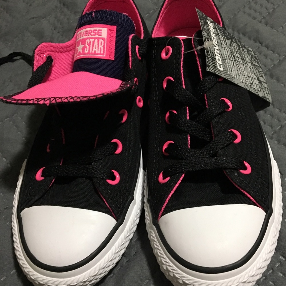 Hot Pink and Black Converse